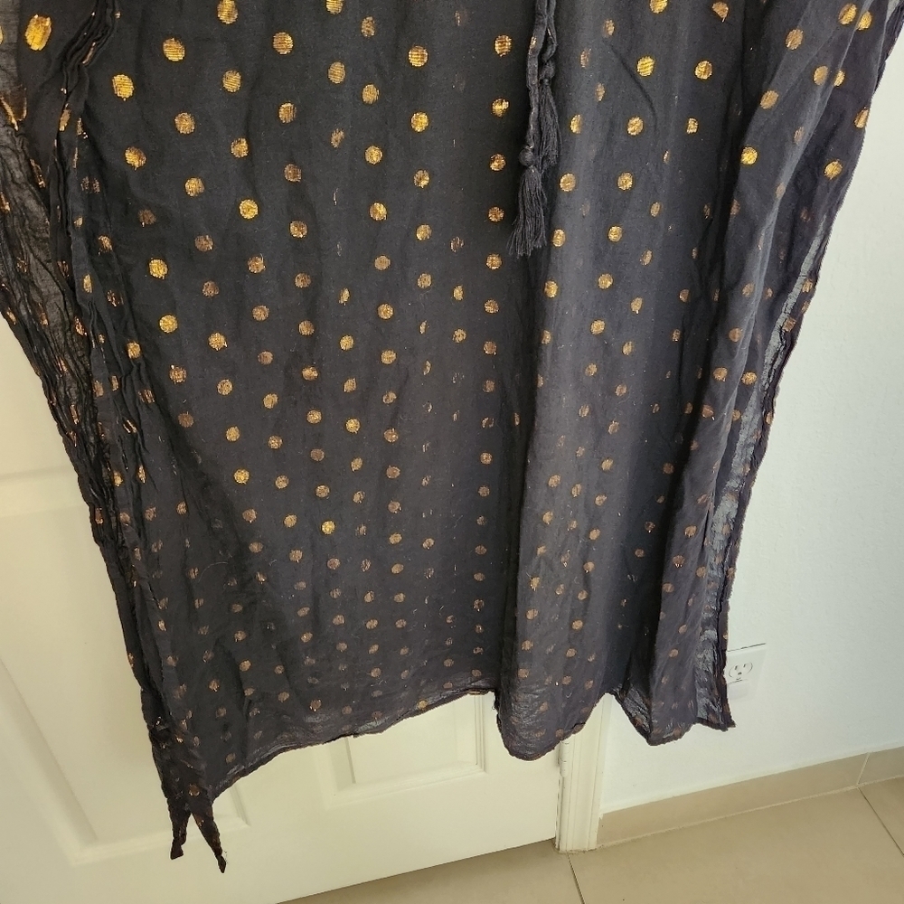 Gypsie Blu Black and Gold Polka-dot Midi Swim Cover. One size fits all - Picture 5 of 9